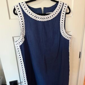 Lilly Pulitzer Navy Shift Tunic with White Crochet Trim